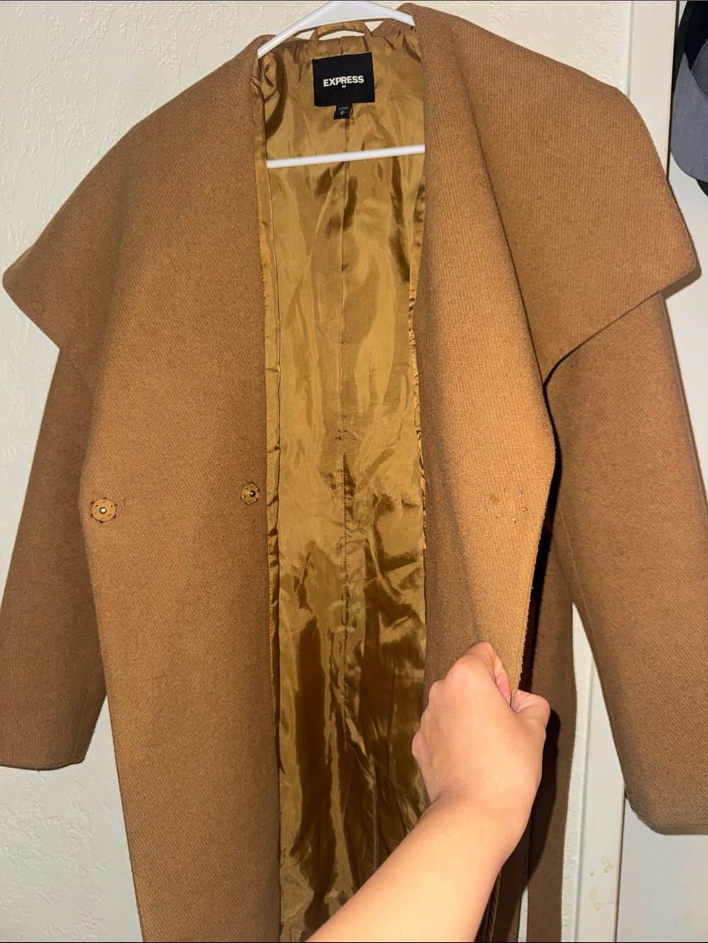 Express Women's Camel Wrap Coat - Picture 4 of 12
